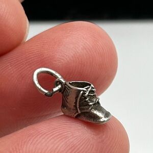 Vintage tiny baby shoe boot Sterling silver charm pendant